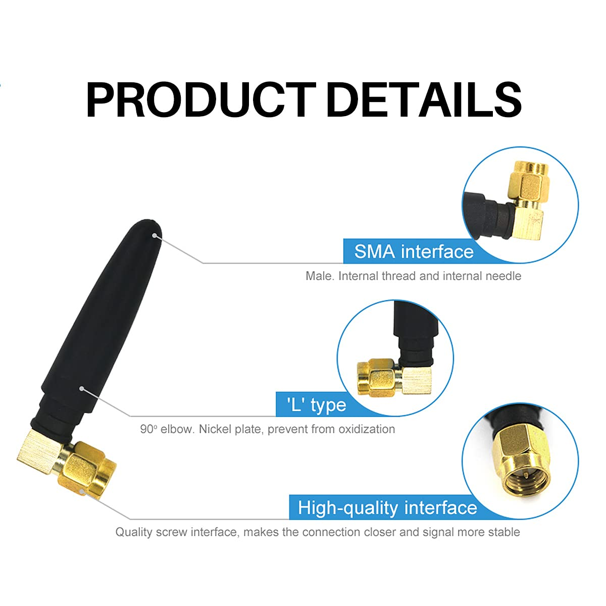 Cdsenet TX2400-JW-5 2.4GHz Rubber Antenna 2.0dBi SMA-J TPEE IoT WiFi Compact Size