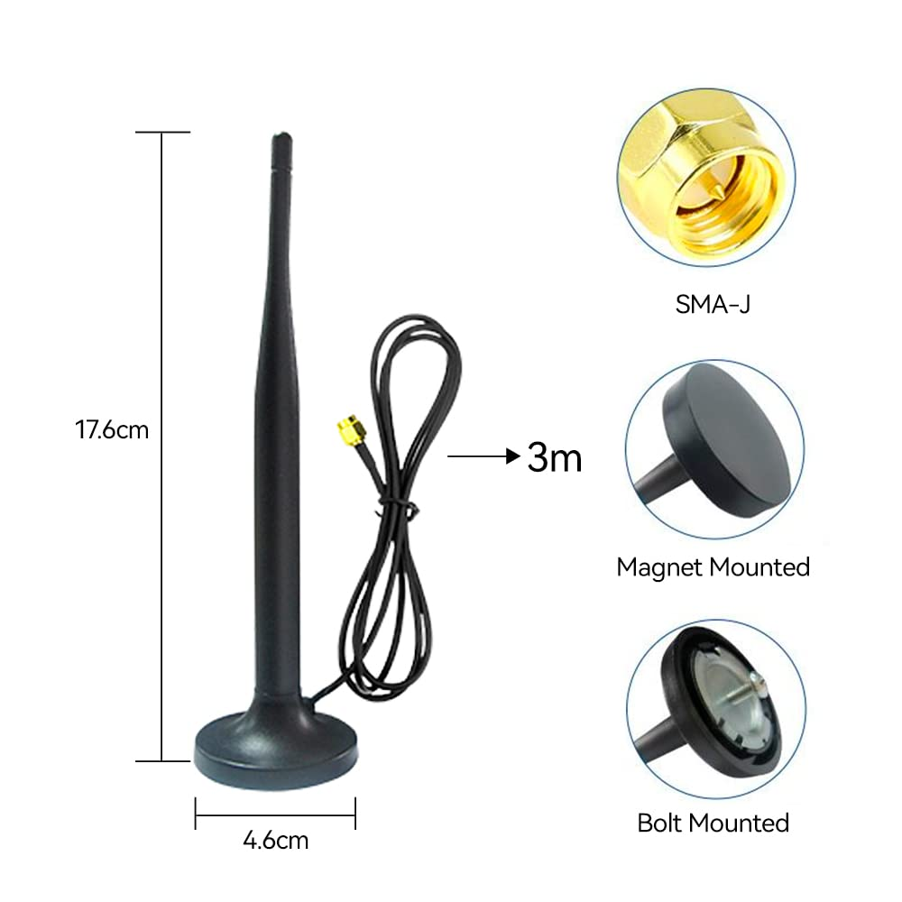 Cdsenet TX2400-XPFC-300 3dBi High-Gain 2.4GHz Suction Cup Antenna Copper Antenna with Magnetic Base