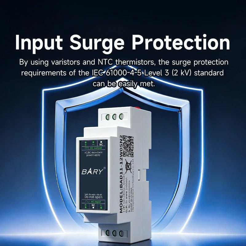AC-DC Isolated Step-Down DIN Rail Power Supply Module 12W  BAD11 BAD31 Over-Voltage Protection Input Surge Protection