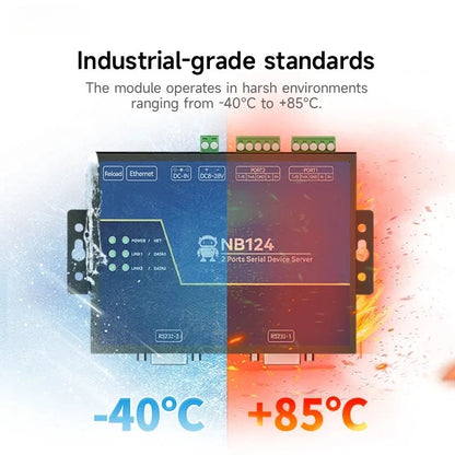 2 Channel RS485 RS232 RS422 to Ethnernet Serial Server NB124-V2 Modbus UDP MQTT HTTP Gateway Watchdog Industrial Grade