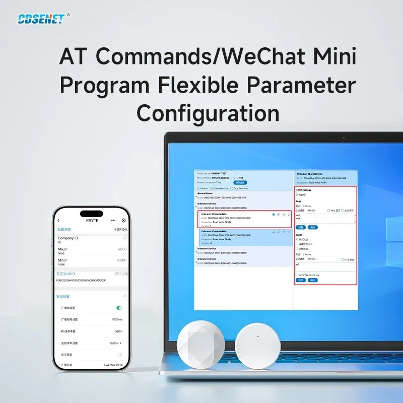 BLE5.3 Bluetooth Beacon IP67 Waterproof Low Power CDSENET EWD104-BT58 AT Command OTA Update Long Distance 160m iBeacon