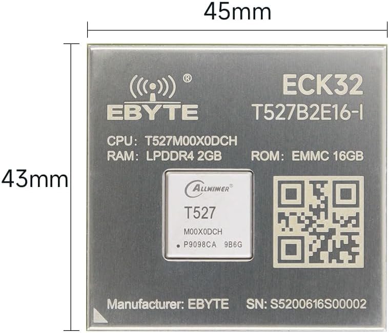 ECK32-T527B2E16-I Allwinner T527 Core board Based on the Allwinner T527 8-core ARM Cortex A55 RISC-V HiFi4 DSP Integrates a new generation of GPU