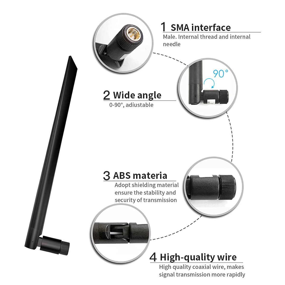 5PCS Rubber Antenna TXGN-JKD-20 3dBi High-Gain 2G/GSM/GPRS/NB-IoT Rubber Antenna L-Type Omni Antennas for Internet of Things SMA Male