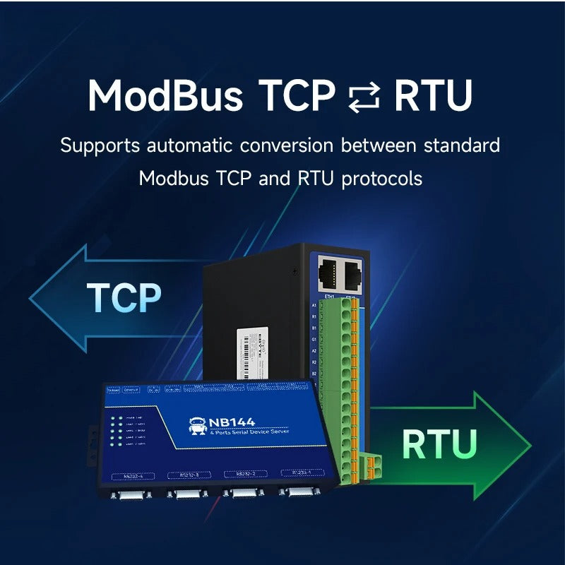 4 Channel Serial Server RS485 RS232 RS422 to Ethernet NB144-V2 Series TCP UDP MQTT HTTP Modbus Storage Gateway Watchdog