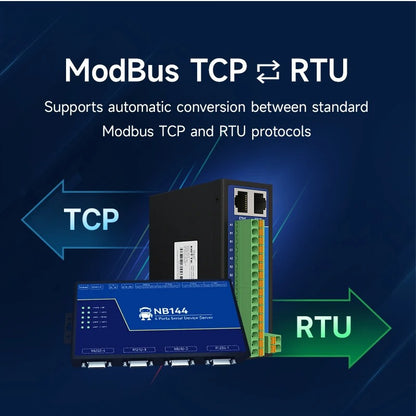 4 Channel Serial Server RS485 RS232 RS422 to Ethernet NB144-V2 Series TCP UDP MQTT HTTP Modbus Storage Gateway Watchdog
