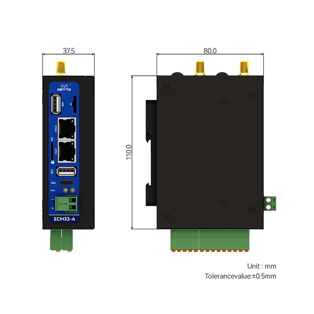 T536 Industrial Computer Edge Computing ECM33-A06 Dual Gigabit Ethernet WIFI Bluetooth RJ45 RS232 RS485 CAN FD DC 9-36V