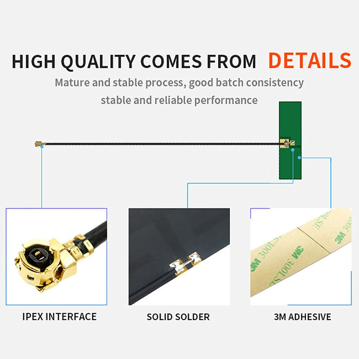 10pcs Cdsenet TXWF-PCB-4212 Dual-Band 2.4/5.8GHz Built-in PCB Antenna - 2.0dBi WiFi Bluetooth Antenna
