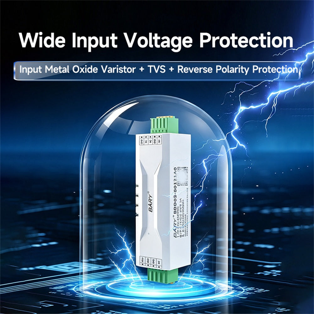 DC-DC Step Down Power Supply Module 48/80V Input 5/24V Output Over Current Protection Rail-mounted Installation Industrial Grade