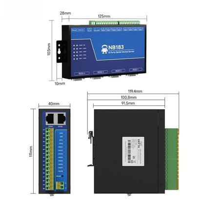 8 Ways RS485 RS232 to Ethernet Serial Server NB183-V2 Series TCP UDP MQTT HTTP Modbus Gateway TCP- RTU POE