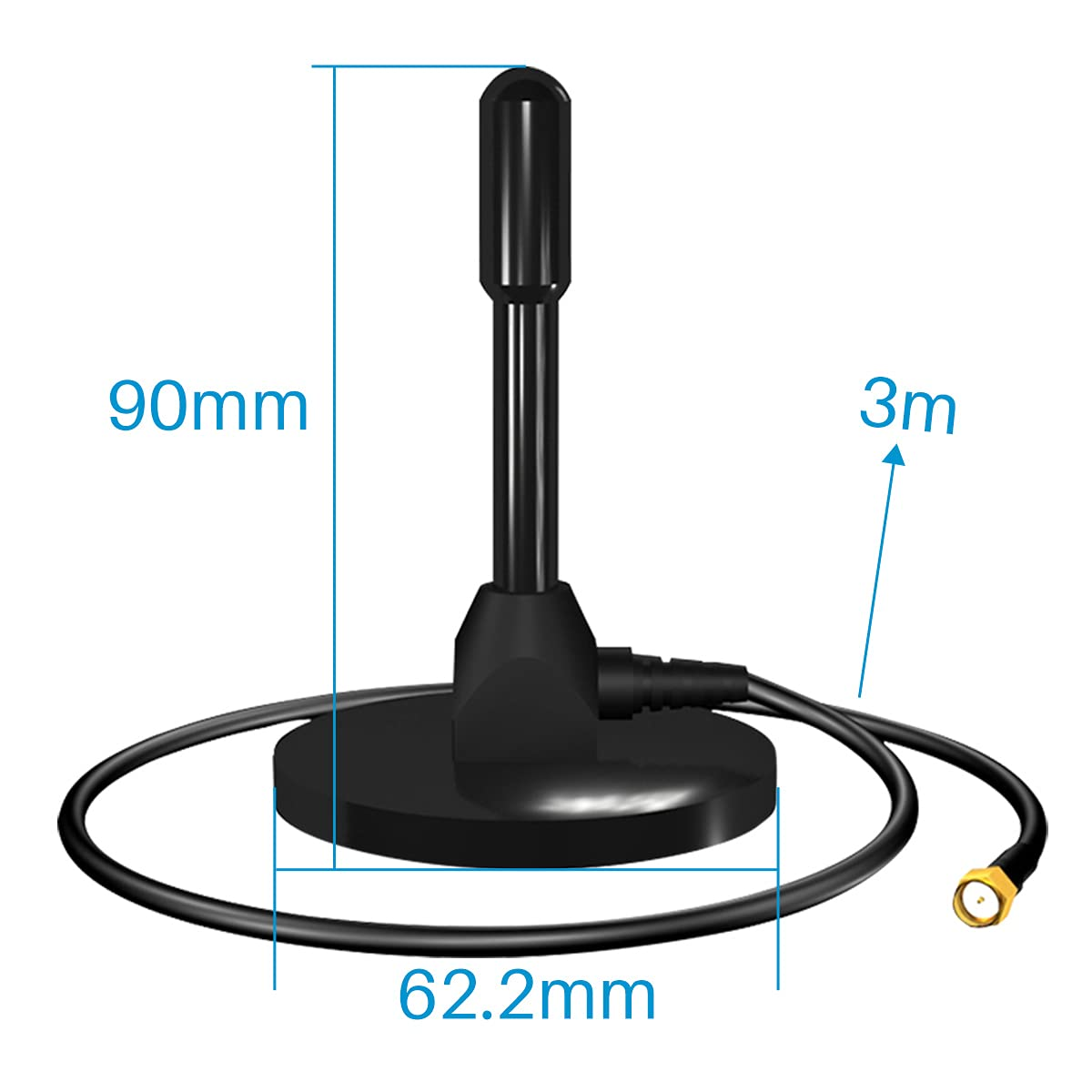 Cdsenet TX2400-TB-300 2.4GHz 6dBi Fiberglass Suction Cup Antenna SMA-J Interface