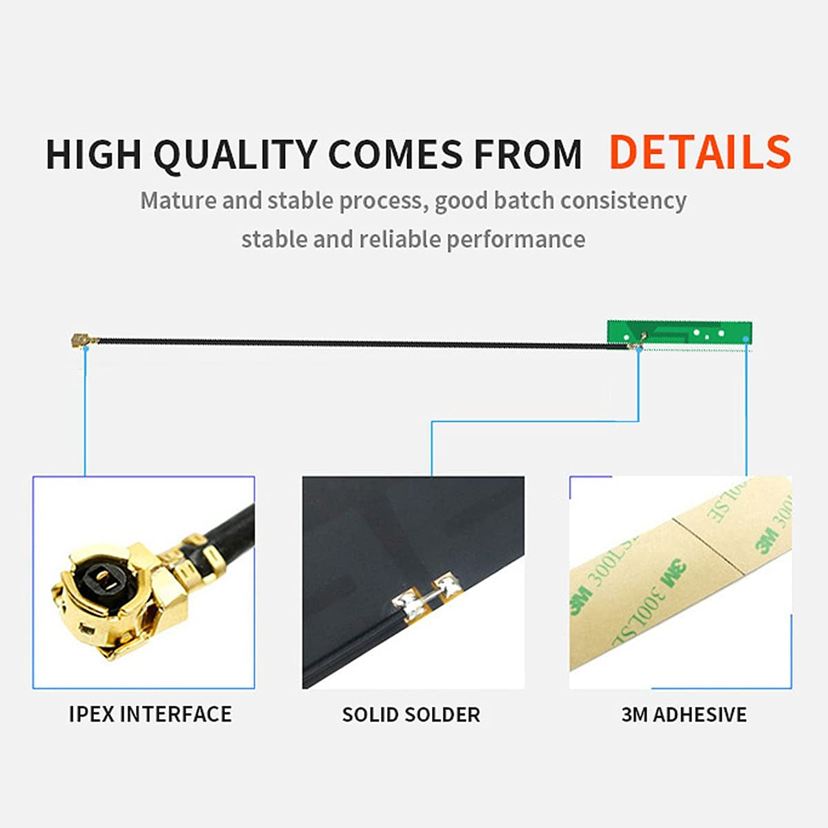 10PCS CDSENET TXWF-PCB-4008 Dual-Band 2.4/5.8GHz Built-in PCB Antenna - 2.0dBi WiFi Bluetooth FPC Antenna