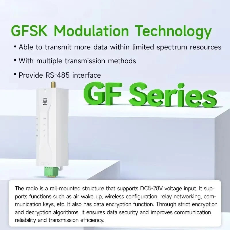 Wireless Radio RS485 433MHz 2.4Ghz CDSENET EWD95M DTU GFSK Modulation Din-Rail Installation Frequency-Hopping Narrowband DTU