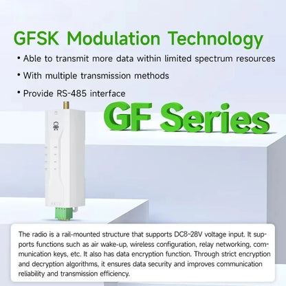 Wireless Radio RS485 433MHz 2.4Ghz CDSENET EWD95M DTU GFSK Modulation Din-Rail Installation Frequency-Hopping Narrowband DTU