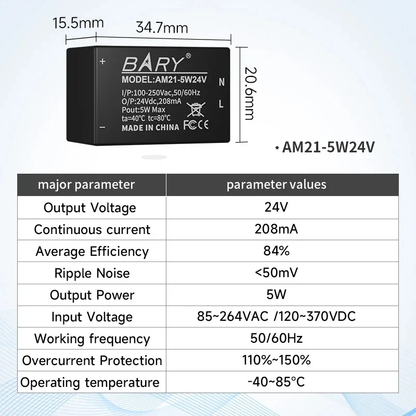AC-DC Buck Power Supply Module 100V 250V To 5V 5W  Step-down Voltage CDSENET AM21 Series AC Isolation Stabilized Power Supply