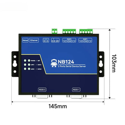 2 Channel RS485 RS232 RS422 to Ethnernet Serial Server NB124-V2 Modbus UDP MQTT HTTP Gateway Watchdog Industrial Grade