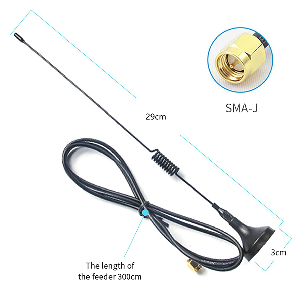 4PCS TXGN-XPL-300 GPRS Band SMA-J Interface 50 Ohm Impedance Less Than 1.5 SWR 3.5dBi Gain High-quality Sucker Antenna