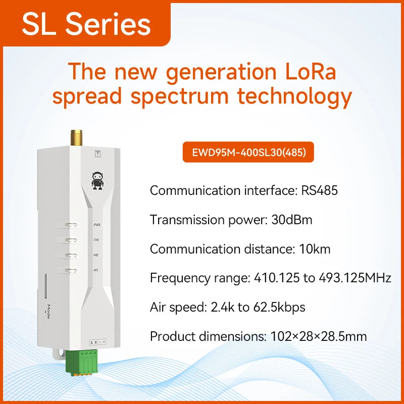 LoRa Spread Spectrum DTU Wireless Digital Transmission Radio Ultra Small Size RS485 Din Rail CDSENET EWD95M-SL/GL Series