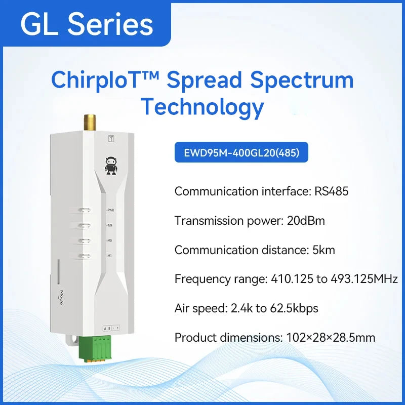 LoRa Spread Spectrum DTU Wireless Digital Transmission Radio Ultra Small Size RS485 Din Rail CDSENET EWD95M-SL/GL Series