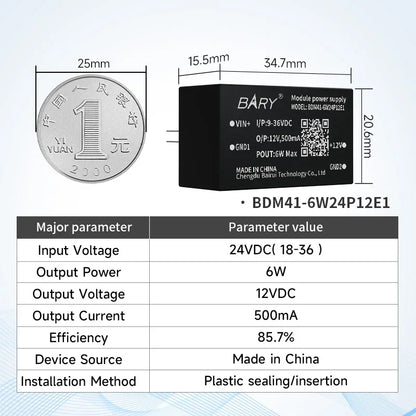 6W/10W/15W Isolated Power Supply Module Output Voltage BDM21-15W24P05E1 BDM21-10W24P05E1 BDM41-6W24P05E1 Compact Size