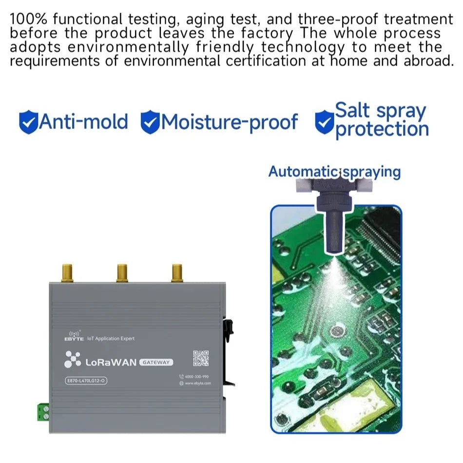 SX1302 LoraWan Wireless Gateway 470/868/915M Open source E870-O Half Duples Build-in NS PA+LNA Node RED Industrial Grade