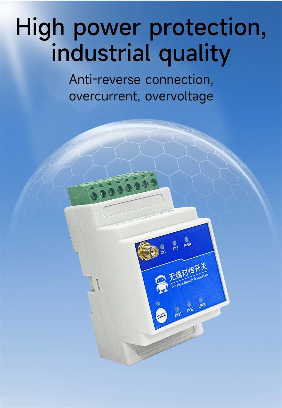 433MHz 1/2/4/8-Way Wireless Remote Transmission Switch E860-DTU Series Industrial Grade 5KM 10KM DC8-28V Rail Installation