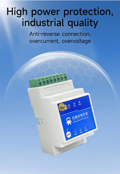 433MHz 1/2/4/8-Way Wireless Remote Transmission Switch E860-DTU Series Industrial Grade 5KM 10KM DC8-28V Rail Installation