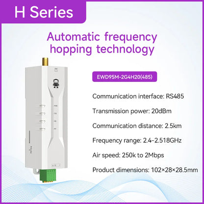 Wireless Radio RS485 433MHz 2.4Ghz CDSENET EWD95M DTU GFSK Modulation Din-Rail Installation Frequency-Hopping Narrowband DTU