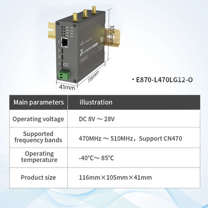SX1302 LoraWan Wireless Gateway 470/868/915M Open source E870-O Half Duples Build-in NS PA+LNA Node RED Industrial Grade