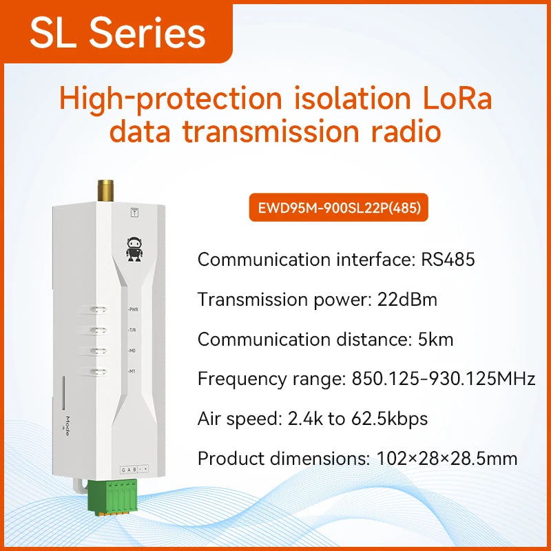 LoRa Spread Spectrum DTU Wireless Digital Transmission Radio Ultra Small Size RS485 Din Rail CDSENET EWD95M-SL/GL Series