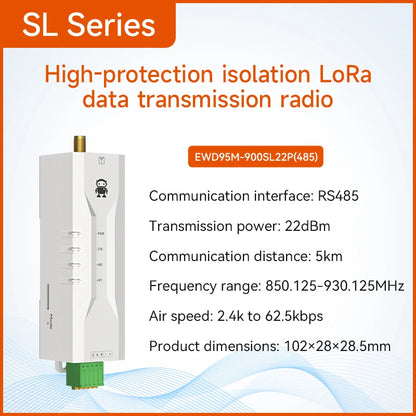LoRa Spread Spectrum DTU Wireless Digital Transmission Radio Ultra Small Size RS485 Din Rail CDSENET EWD95M-SL/GL Series