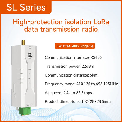 LoRa Spread Spectrum DTU Wireless Digital Transmission Radio Ultra Small Size RS485 Din Rail CDSENET EWD95M-SL/GL Series