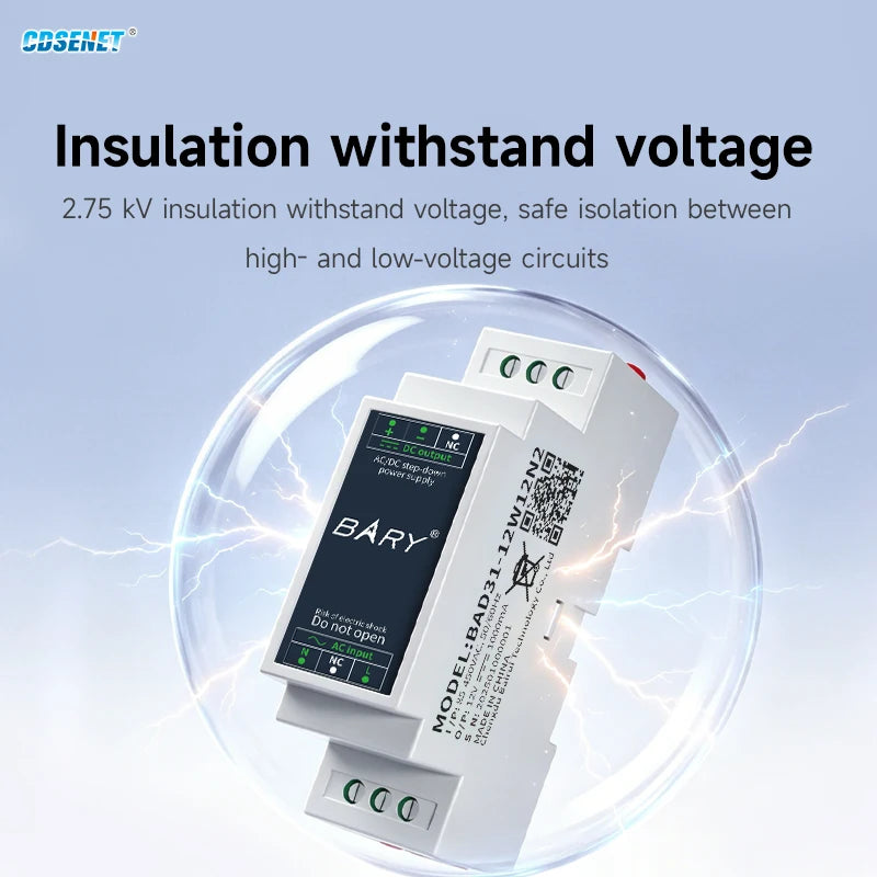 AC-DC Isolated Step Down Power Supply BAD11/31 Series DIN Rail 2.75KV Short-Circuit Overcurrent  Overvoltage Protection