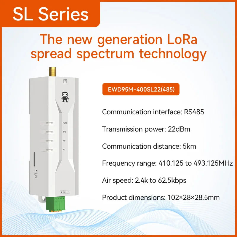 LoRa Spread Spectrum DTU Wireless Digital Transmission Radio Ultra Small Size RS485 Din Rail CDSENET EWD95M-SL/GL Series