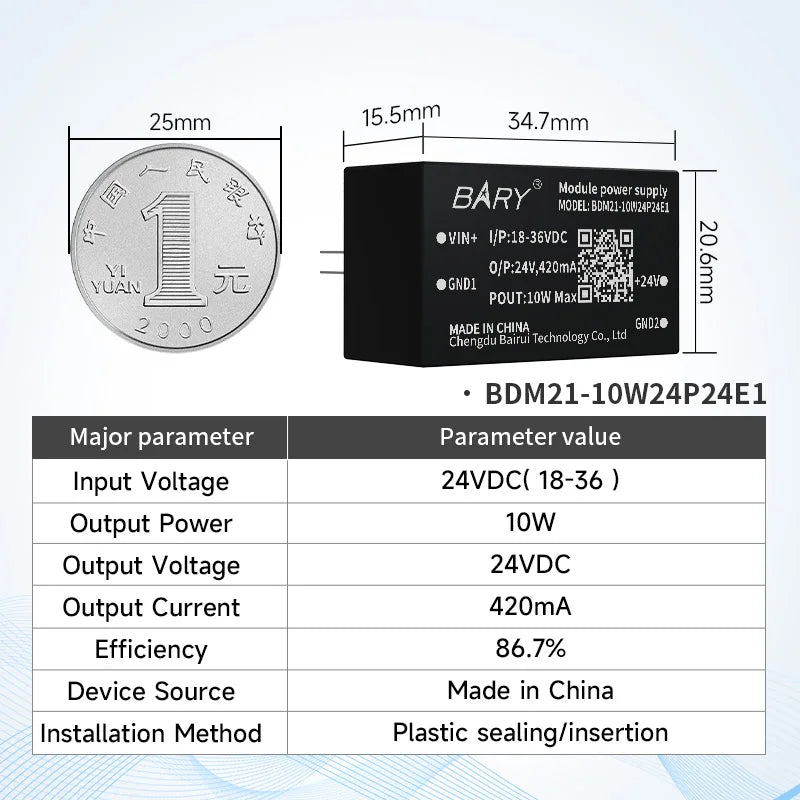 6W/10W/15W Isolated Power Supply Module Output Voltage BDM21-15W24P05E1 BDM21-10W24P05E1 BDM41-6W24P05E1 Compact Size