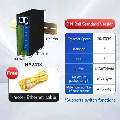 4 Channel Serial Server RS485 RS232 RS422 to Ethernet NB144-V2 Series TCP UDP MQTT HTTP Modbus Storage Gateway Watchdog