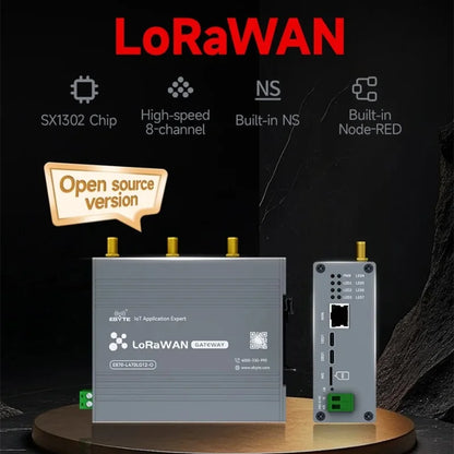 SX1302 LoraWan Wireless Gateway 470/868/915M Open source E870-O Half Duples Build-in NS PA+LNA Node RED Industrial Grade