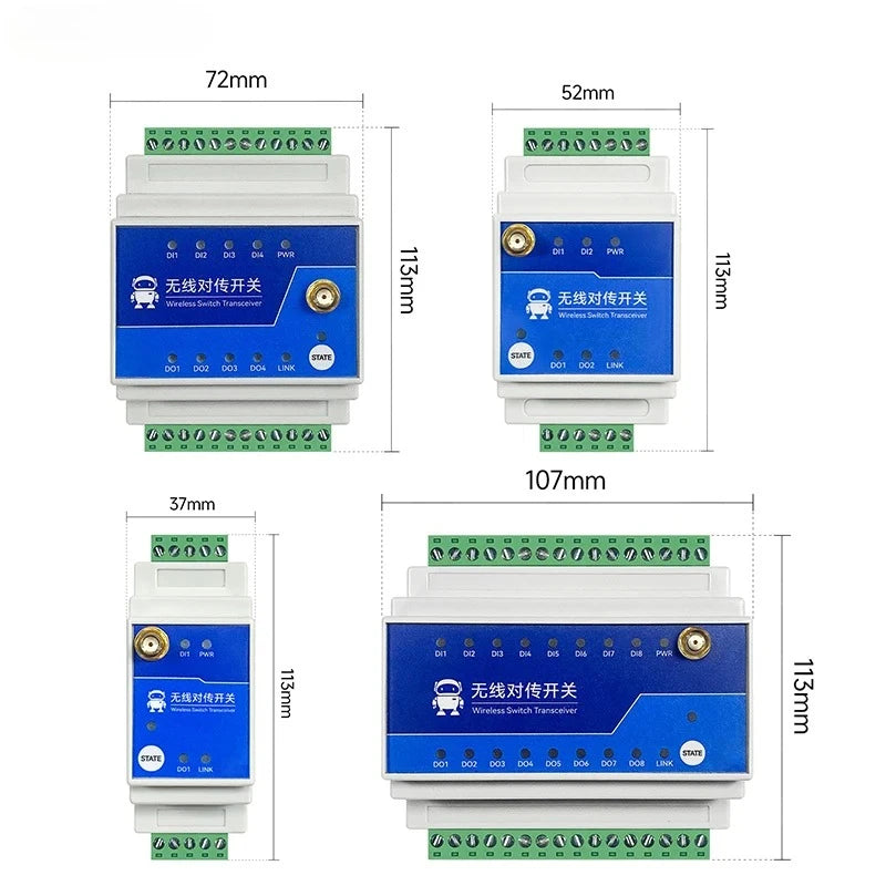 433MHz 1/2/4/8-Way Wireless Remote Transmission Switch E860-DTU Series Industrial Grade 5KM 10KM DC8-28V Rail Installation