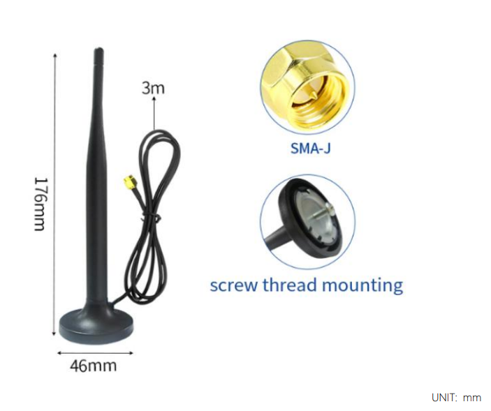 Cdsenet TX433-XPFL-300 433MHz 3.5dBi High Gain Sucker Antenna SMA-J