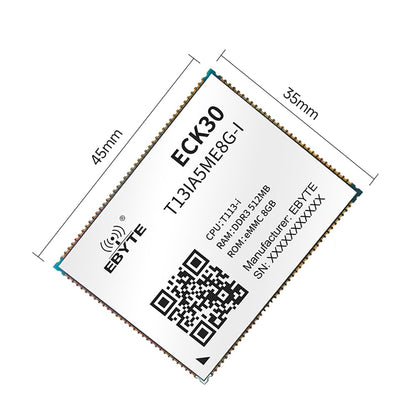T113-i Industrial Grade Core Board ARM Dual Core A7+RISC-V+DSP ECK30-T13IA5ME8G-I 512M DDR3 8G eMMC 4K 1080P Display Low Power  ECK30-T13IA5ME8G-I Based on Allwinner Dual Core A7+RISC-V+DSP Cost-effective multi-core heterogeneous processor DDR3 8G eM