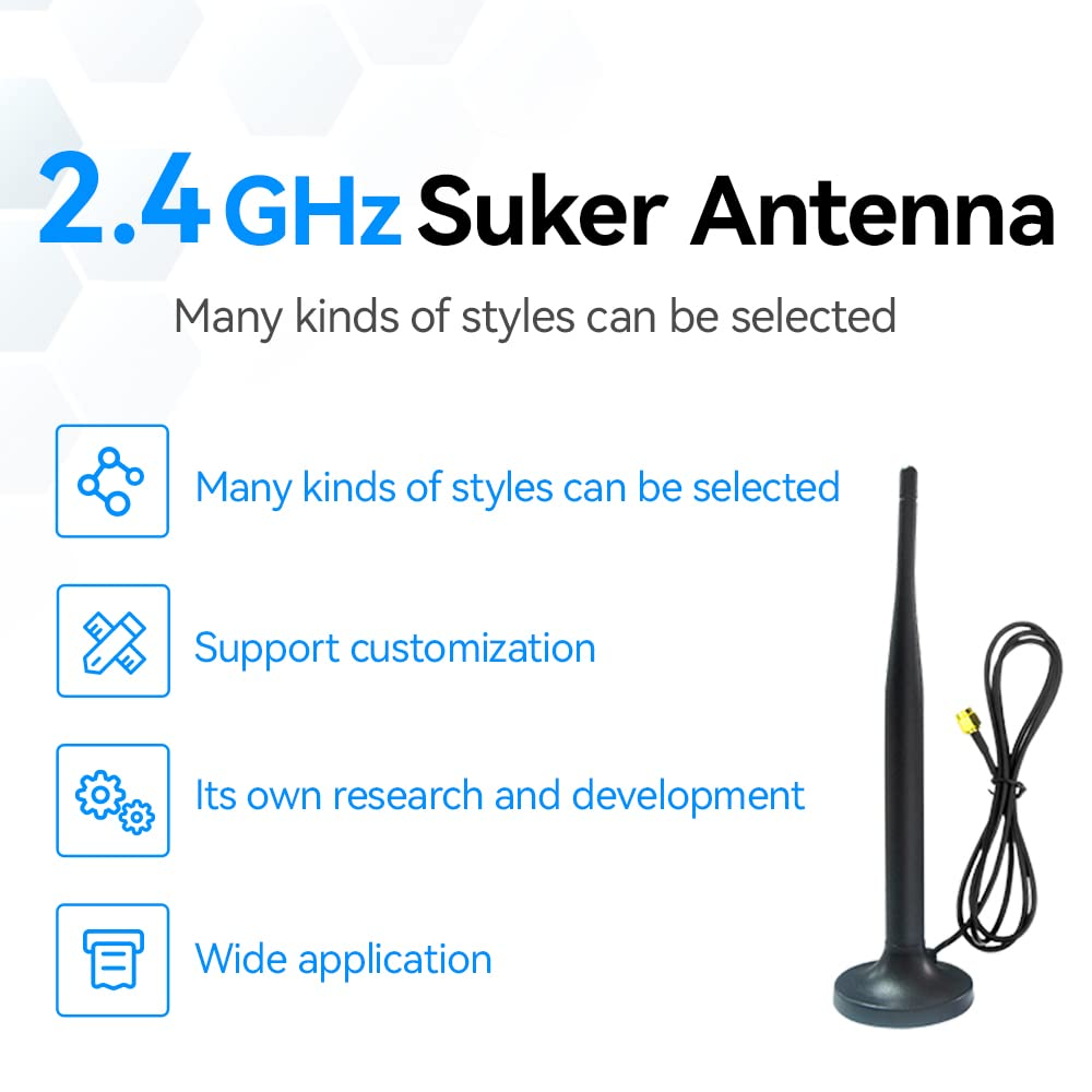 Cdsenet TX2400-XPFL-300 2.4GHz 3dBi High Gain Suction Cup Antenna Copper Antenna with Magenet Base