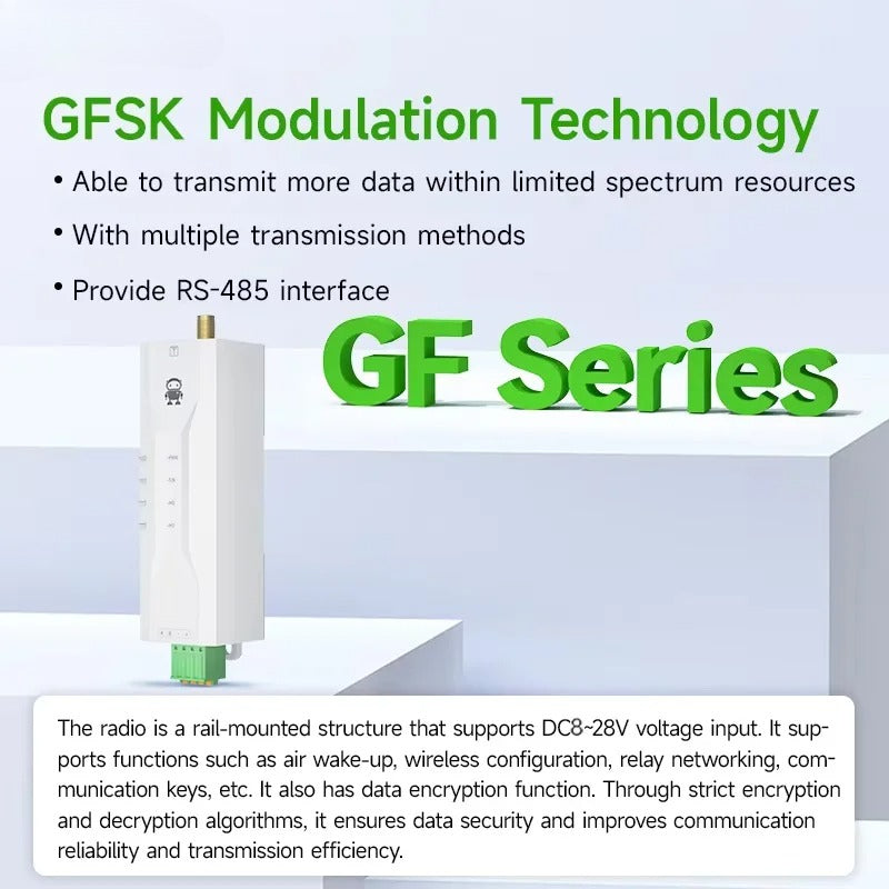 Wireless Radio RS485 433MHz 2.4Ghz CDSENET EWD95M DTU GFSK Modulation Din-Rail Installation Frequency-Hopping Narrowband DTU