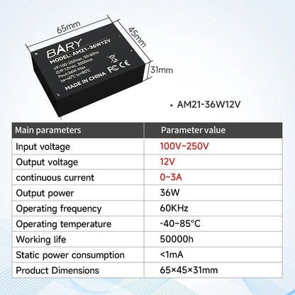 AC-DC Buck Power Supply Module 100V 250V To 5V 5W  Step-down Voltage  AM21 Series AC Isolation Stabilized Power Supply