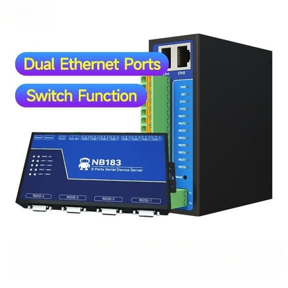 8 Ways RS485 RS232 to Ethernet Serial Server NB183-V2 Series TCP UDP MQTT HTTP Modbus Gateway TCP- RTU POE
