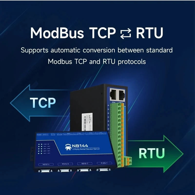 4 Channel Serial Server RS485 RS232 RS422 to Ethernet NB144-V2 Series TCP UDP MQTT HTTP Modbus Storage Gateway Watchdog