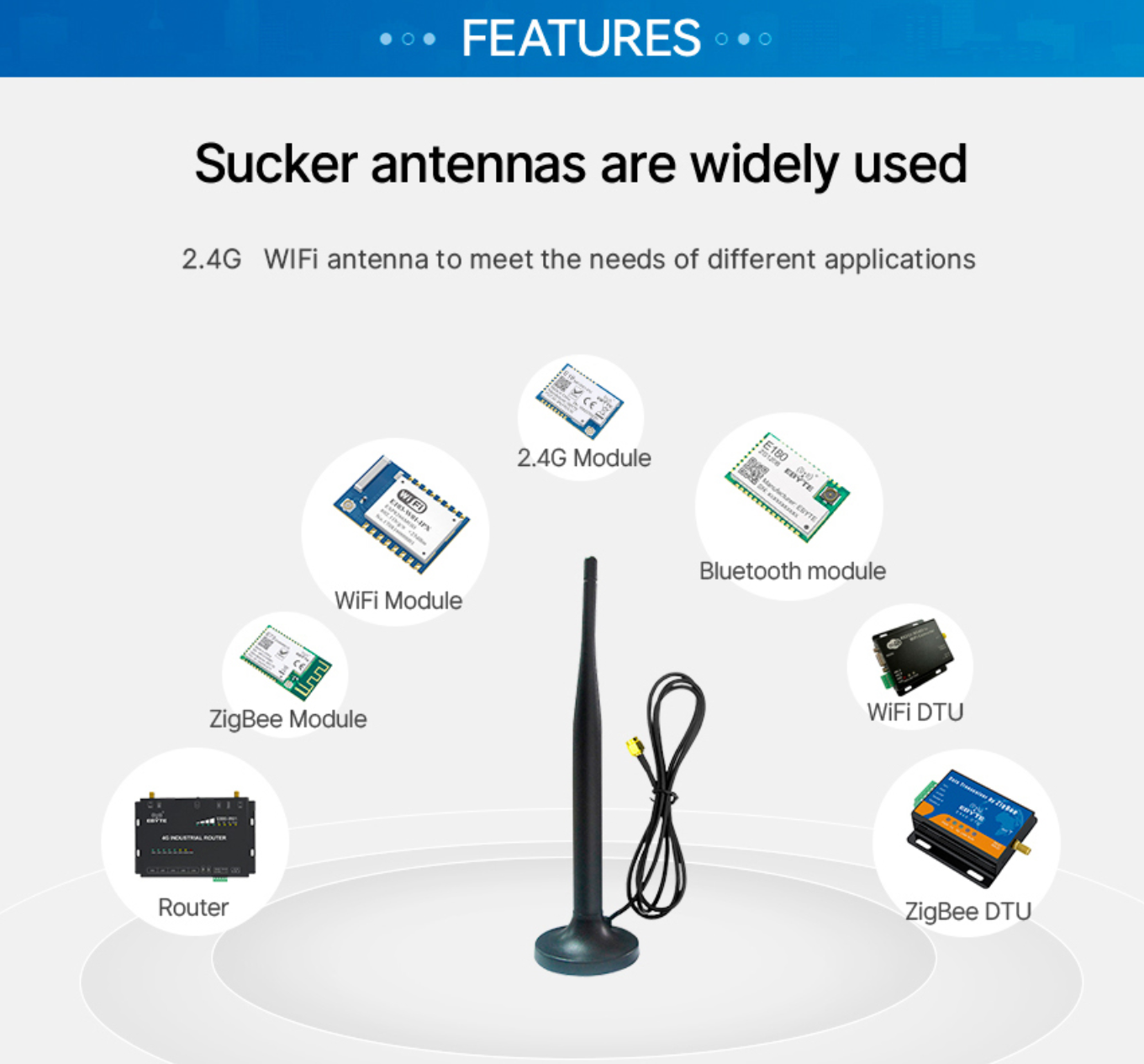 Cdsenet TX433-XPFC-300 433Mhz 3.5dbi Omnidirectional Sucker Antenna Sma-J Interface For Wireless Modules Digital Radios