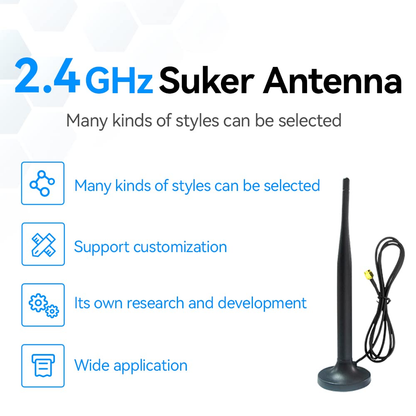Cdsenet TX2400-XPFC-300 3dBi High-Gain 2.4GHz Suction Cup Antenna Copper Antenna with Magnetic Base