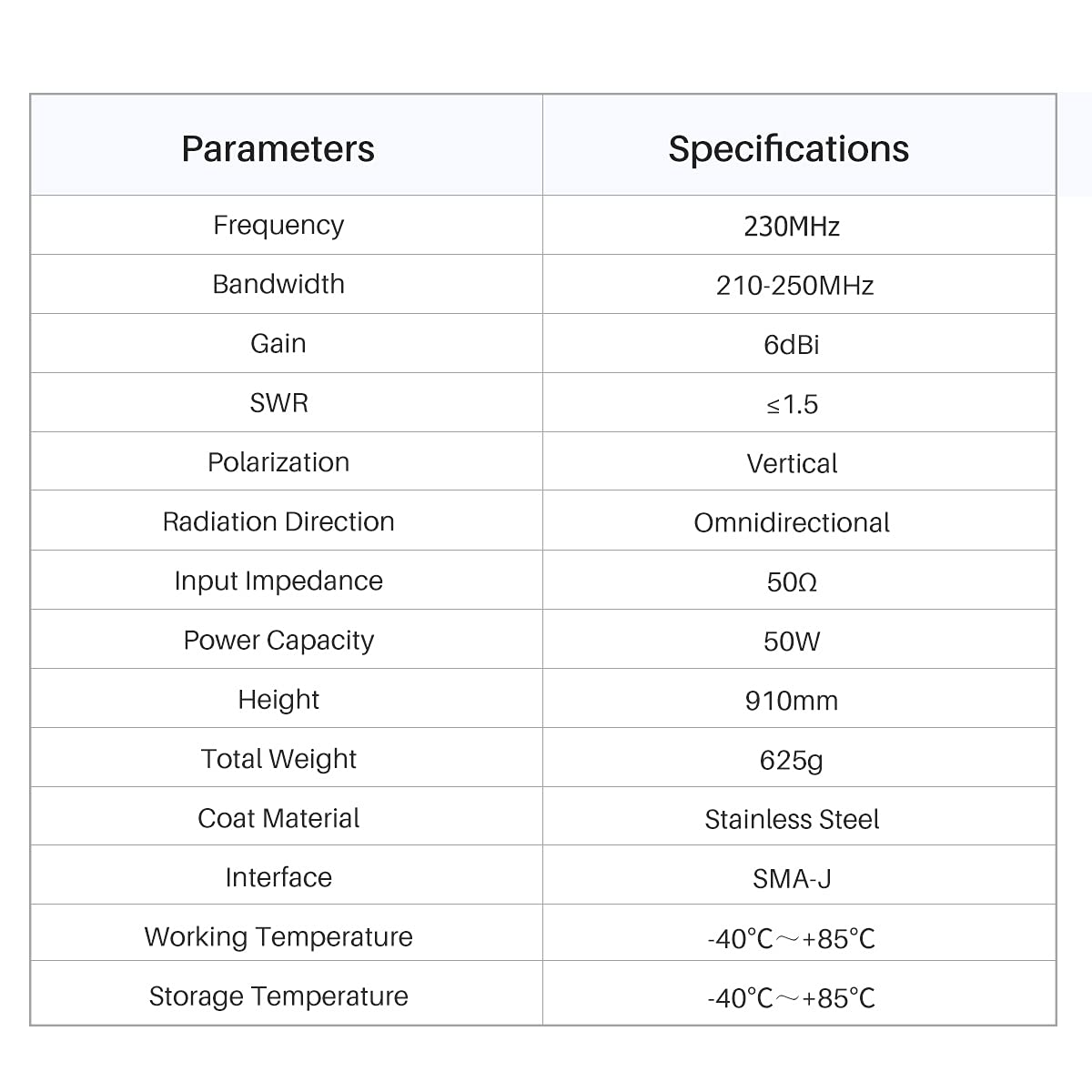 Cdsenet TX230-XPH-300 230MHz 6dBi High-Gain Sucker Antenna SMA Feeder 3m