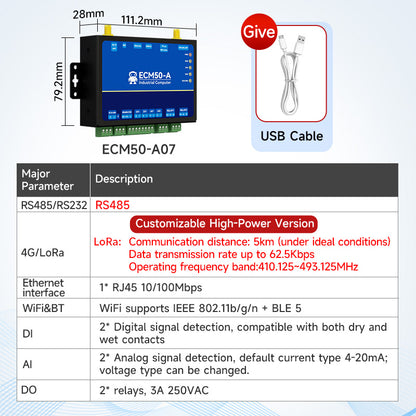 Cdsenet ESP32-S3 MicroPython Programmable Industrial Computer WIFI BLE Lora RJ45 RS485 RS232 ECM50 2DI 2AI 2DO Modbus Gateway