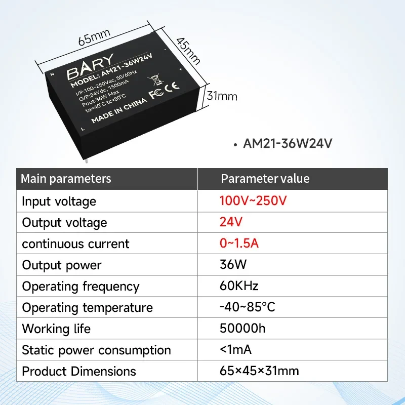 AC-DC Buck Power Supply Module 100V 250V To 5V 5W  Step-down Voltage CDSENET AM21 Series AC Isolation Stabilized Power Supply